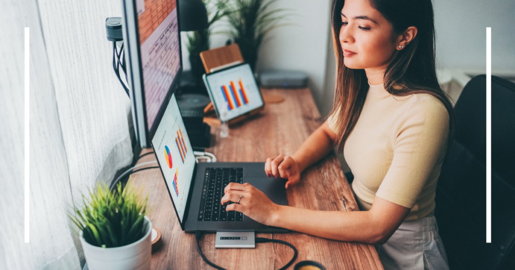 female virtual assistant working on her desk