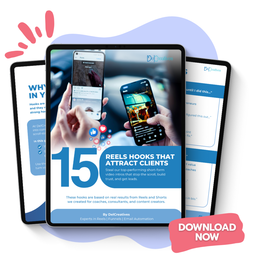 15 Reels Hooks That Attract Clients lead magnet mockup