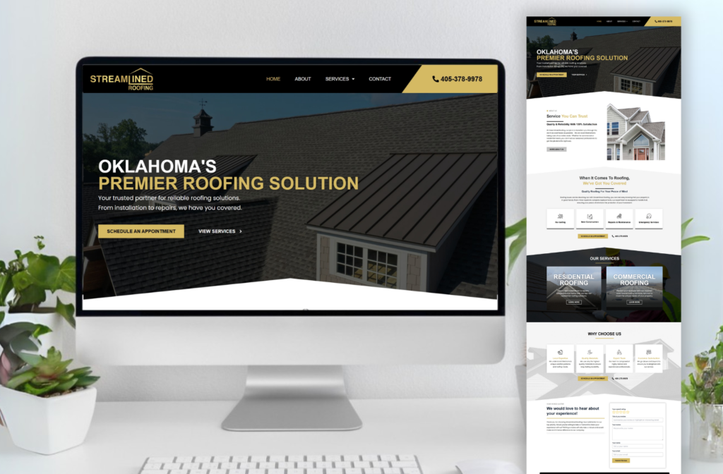 Streamlined Roofing website mockup