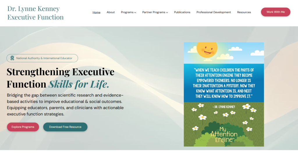 Screenshot of Dr. Lynne Kenney’s website, lynnekenney.com